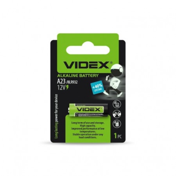 Батарейка лужна Videx А23/Е23А 1pc BLISTER CARD (12/240) (А23/Е23А 1B)