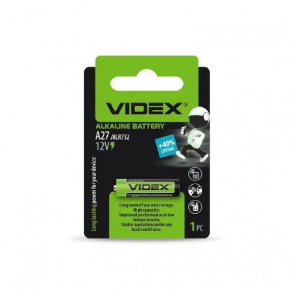 Батарейка лужна Videx А27 1pc BLISTER CARD (12/240) (А27 1B)