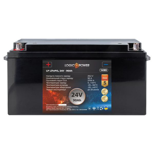 Аккумулятор для автомобиля литиевый LP LiFePO4 24V - 90 Ah (+ слева, прямая полярность) пластик
