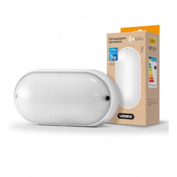 LED світильник (ЖКГ) овальний VIDEX 9W 5000K 220V білий сенсорний 20шт (VL-BHO-095PW-S)