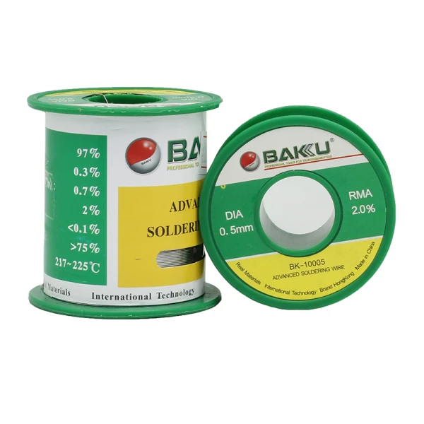 Припій BAKU BK-10005, Sn 97%, Ag 0.3%, Cu 0.7%, Flux 2%, 0.5 мм, 100 г