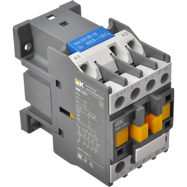 Контактор КМІ-11811 18А 380В/АС3 1р (НЗ) IEK (KKM11-018-400-01)