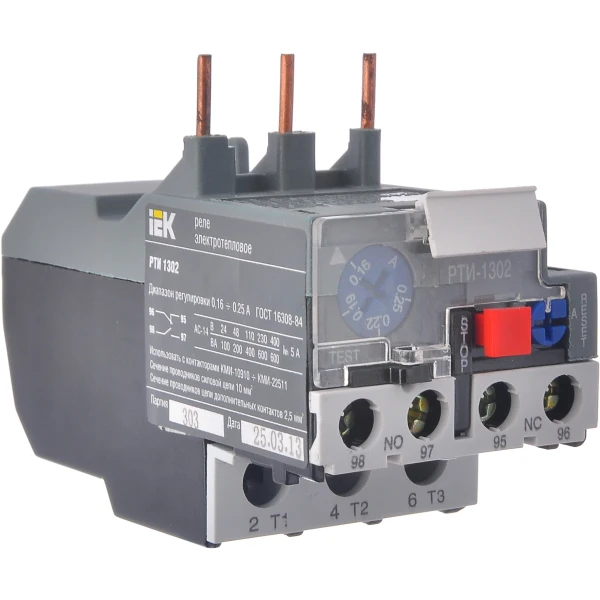 Реле РТІ-1302 електротеплове 0,16-0,25 А IEK (DRT10-C016-C025)