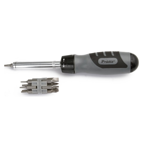 Викрутка-тріскачка з набором біт Pro'sKit 8PK-SD010 (12 шт.)