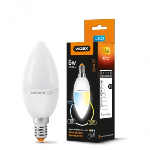 LED лампа з регулюванням кольору VIDEX C37eC3 6W E14 220V (VL-C37eC3-0614)