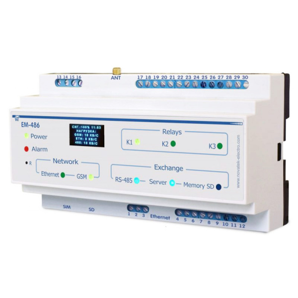 Контролер SMS-оповіщення про аварії на Modbus ЕМ-486 Новатек-Електро