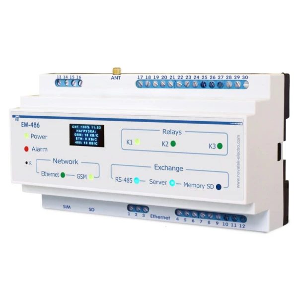 Контролер SMS-оповіщення про аварії на Modbus ЕМ-486 Новатек-Електро
