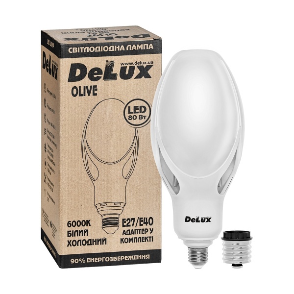 Світлодіодна лампа DELUX OLIVE 80w Е27 6000K R адаптер