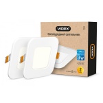 LED світильник вбудований квадрат VIDEX 3W 5000K 220V (2 шт/уп; 40шт/ящ) (VL-DLS-035(2)) - Зображення 5