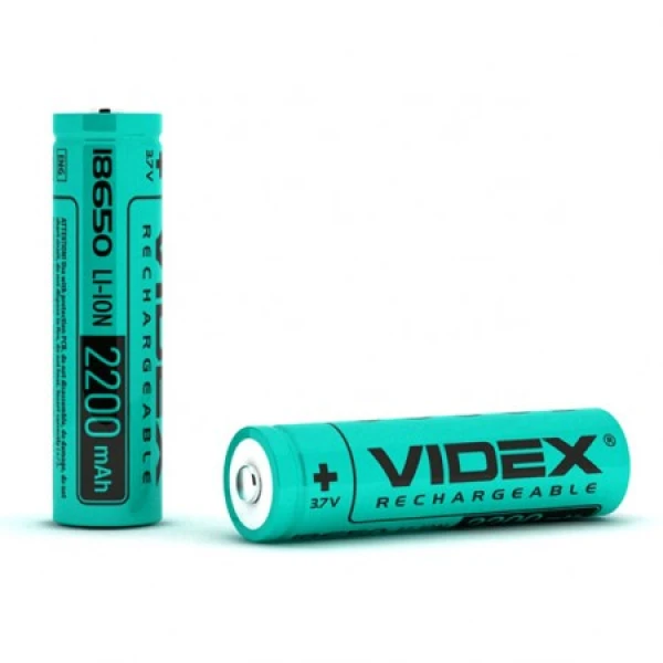 Акумулятор Videx Li-Ion 18650 (без захисту) 2200mAh bulk10/1pc (18650/2200/10/1B)