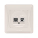 VIDEX BINERA Розетка CAT6+CAT3 подвійна кремова (VF-BNSK2PC6TF3-CR) (20/120)