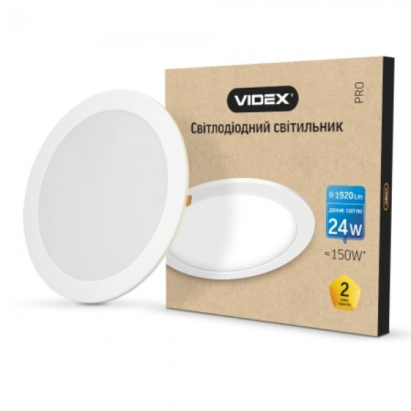 LED світильник вбудований круглий VIDEX 24W 5000K 220V (VL-DLR-245)