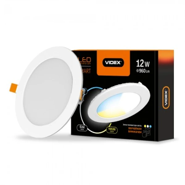 LED світильник з регулюванням кольору, вбудований Круглий VIDEX 12W 3000-6200K 220V С3 (VL-DLRС3 -12)