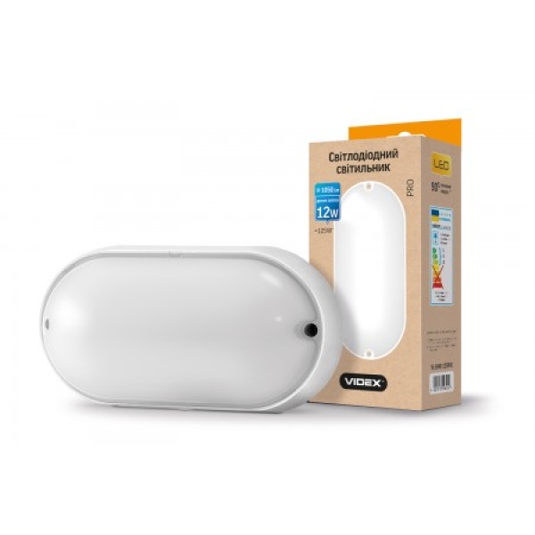 LED світильник (ЖКГ) овальний VIDEX 12W 5000K 220V білий 20шт (VL-BHO-125PW)