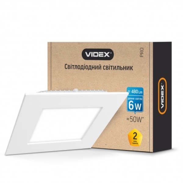 LED світильник вбудований квадрат VIDEX 6W 5000K 220V (VL-DLS-065)