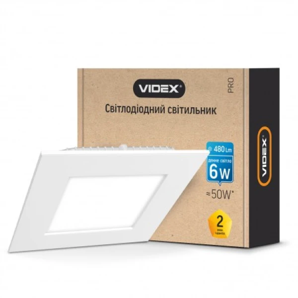 LED світильник вбудований квадрат VIDEX 6W 5000K 220V (VL-DLS-065)