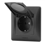 VIDEX BINERA Розетка 1а із заземленням та кришкою чорний графіт (VF-BNSK1GC-BG) (20/120) - Зображення 2