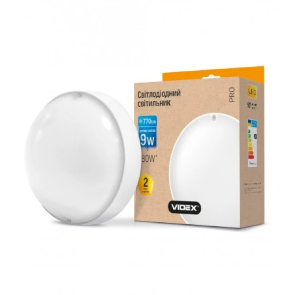 LED світильник (ЖКГ) круглий VIDEX 9W 5000K 220V білий (VL-BHR-095PW)