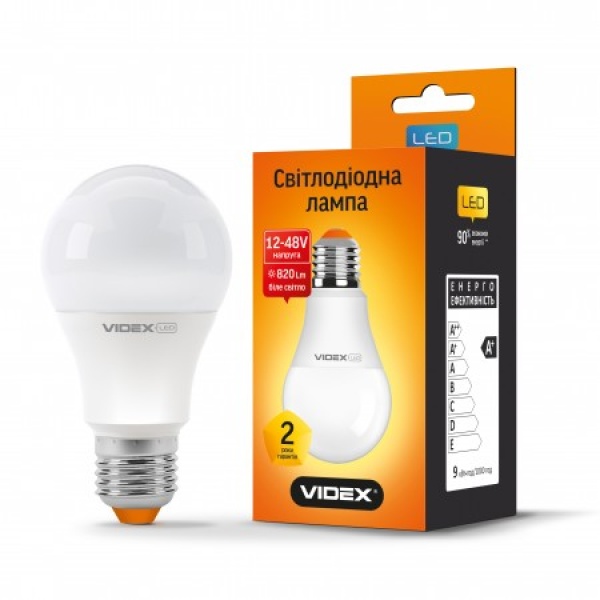 LED лампа VIDEX A60e 9W E27 4100K 12-48V 20шт/ящ (VL-A60e12V-09274)