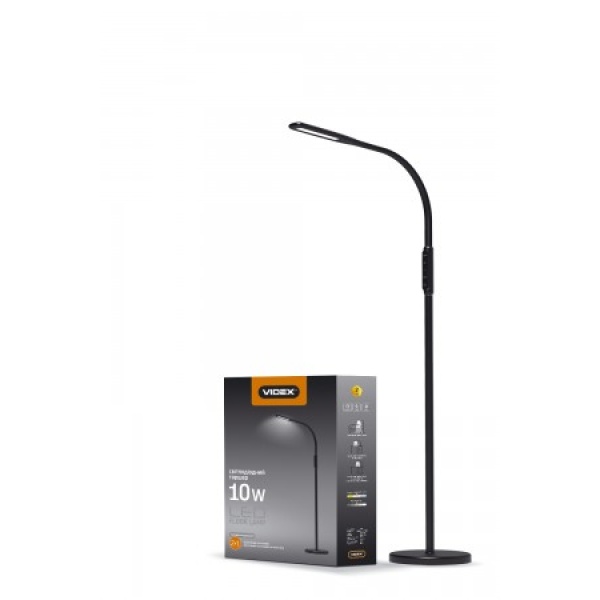 LED торшер чорний підлоговий VIDEX VL-TF0701B 10W 3000-5500K 220V(4шт/ящ)