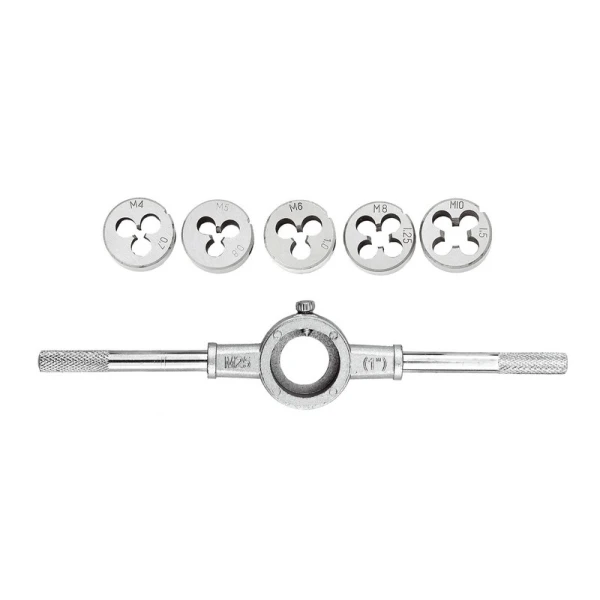 Набір плашок MASTERTOOL з тримачем 6 ел. (M4/M5/M6/M8/M10) 15-0406