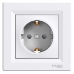 Розетка із заземленням та захисними шторками біла ASFORA Schneider Electric (EPH2900221)