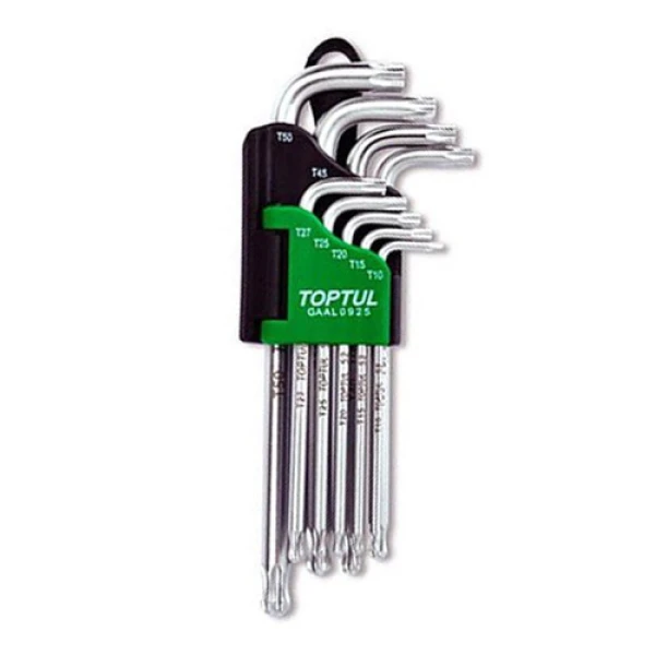 Набір ключів TORX Г-обр. довгих TOPTUL T10-T50 9од. з отвором та кулею GAAL0925