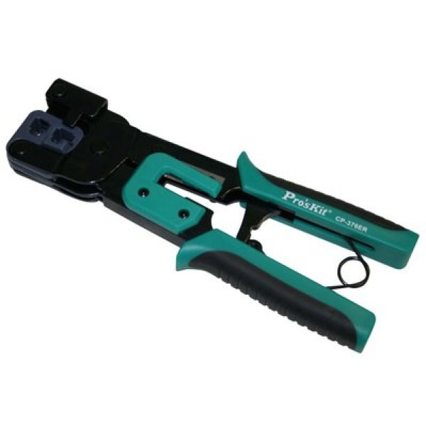 Кримпер для крученої пари Pro'sKit CP-376ER, 8P8C (RJ-45), 6P6C (RJ-12), 6P4C (RJ-14), 4P4C (RJ-22), 4P2C (RJ-22), 6P2C (RJ- 11), різак, стрипер