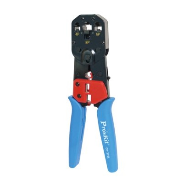 Кримпер для крученої пари Pro'sKit CP-376L, 8P8C (RJ-45), 6P6C (RJ-12), 6P4C (RJ-14), 4P4C (RJ-22), 4P2C (RJ-22), 6P2C (RJ- 11), різак, стрипер, Western
