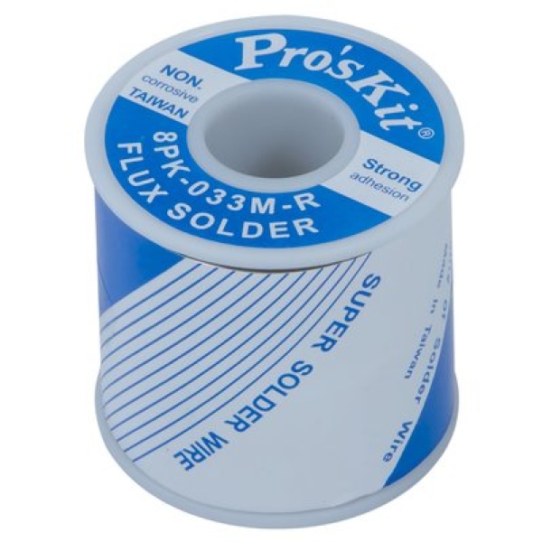Припій Pro'sKit 8PK-033R, Sn 63%, Pb 37%, з каніфоллю, котушка, 1,2 мм, 500 г