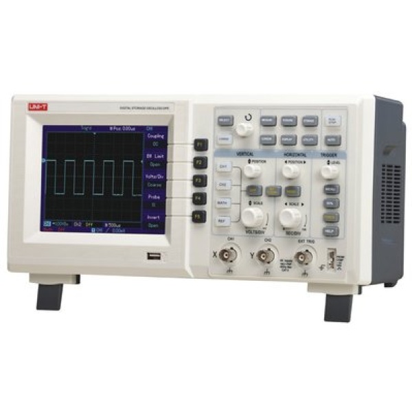 Цифровий осцилограф UNI-T UTDM 12202CE (UTD2202CE), настільний, двоканальний, 200 МГц, 1 Гвиб/с, 5,6" TFT дисплей, 1 МБ