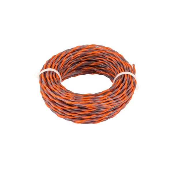 Жилка для тримера безшумна MASTERTOOL SPIRAL 2.40 мм 15 м двоколірна 19-1624