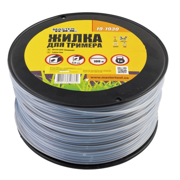 Жилка для тримера MASTERTOOL армована 3.00 мм 108 м 1 кг "квадрат" 19-1930