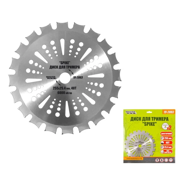 Диск для тримера MASTERTOOL "SPIKE" 255х25.4х40Т з побідитовою напайкою 19-2003