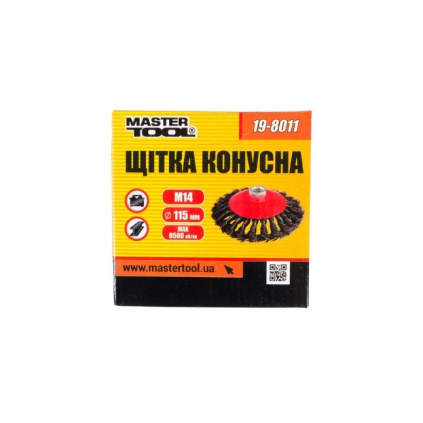 Щітка конусна MASTERTOOL із плетеної проволоки 115 мм М14 19-8011