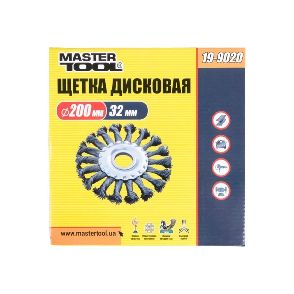 Щітка дискова MASTERTOOL із плетеної проволоки 200х32 мм 19-9020