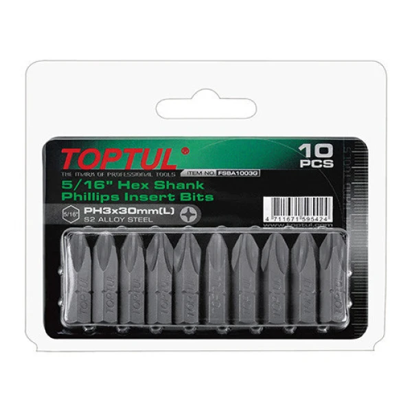 Набір викруткових насадок TOPTUL 5/16" L30мм PH2 10ед. FSBA1002G