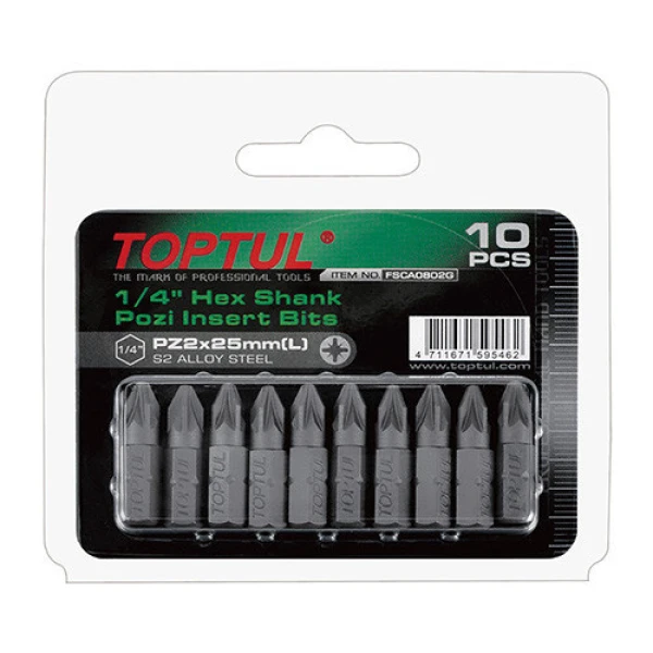 Набір викруточних насадок TOPTUL 1/4" L25мм PZ1 10ед. FSCA0801G