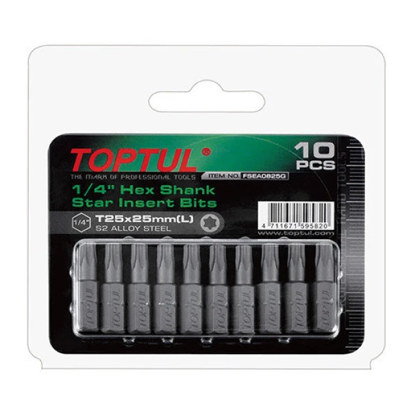 Набір викруточних насадок 1/4" TOPTUL L25мм T40 10ед. FSEA0840G