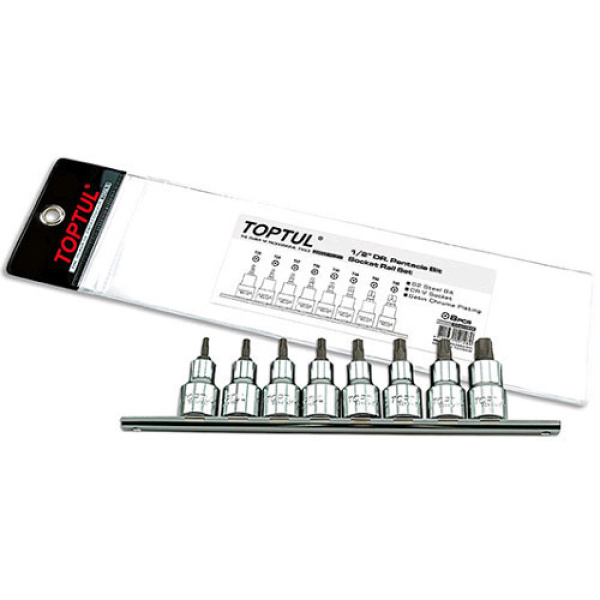 Набір головки з насадкою п'ятигранні з отвором TOPTUL 1/2" TORX T20-T55 8од. GAAG0806