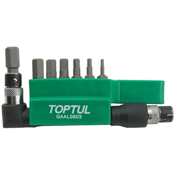 Набір біт + Г-обр. перехідник TOPTUL 1/4" HEX 2-8мм 8од. GAAL0803