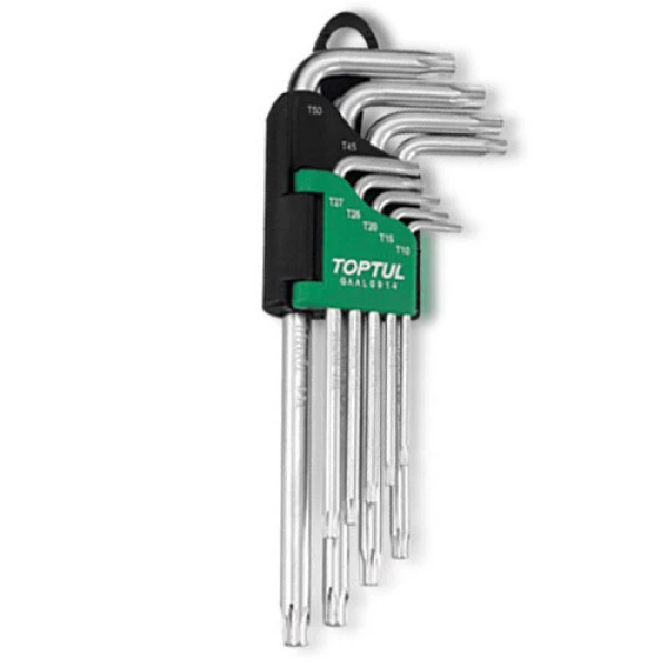 Набір ключів TORX Г-обр. довгих TOPTUL T10-T50 9од. з отвором GAAL0919