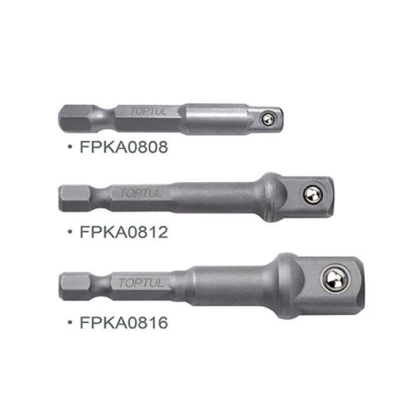 Набір перехідників під шуруповерт 1/4" 3од. TOPTUL (1/4", 3/8", 1/2") GAAR0301