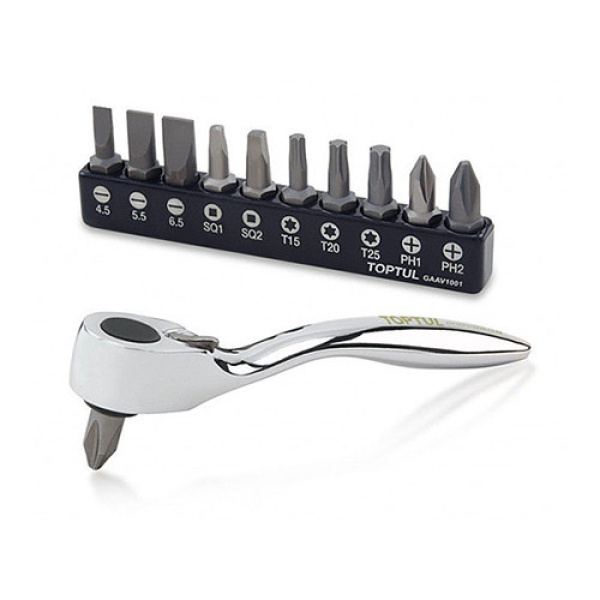 Набір біти + тріскачка TOPTUL 1/4" 12од. GAAR1201