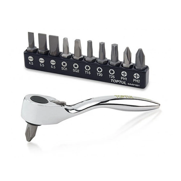 Набір біти + тріскачка TOPTUL 1/4" 12од. GAAR1201