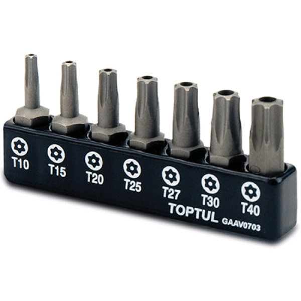 Набір біт TORX з отвором TOPTUL 1/4" 7од. (T10-T40) GAAV0703