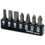 Набір біт TOPTUL 1/4" 7од. (SL: 4*0.5, 5.5*1, 6.5*1.2; PH1, PH2; PZ1, PZ2)