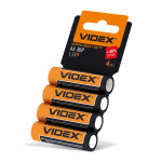 Батарейка сольова Videx R6P/AA 4pcs SHRINK CARD (60/1200) (R6P/AA 4pcs SC)