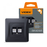 VIDEX BINERA Розетка CAT6+CAT6 подвійна комп'ютерна чорний графіт (VF-BNSK2PC6-BG) (20/120)
