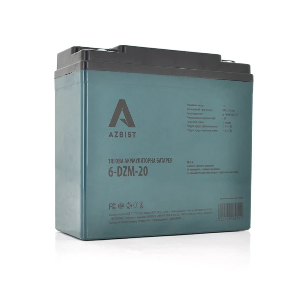 Тягова акумуляторна батарея AGM AZBIST 6-DZM-20, 12V 20Ah M4 (181х77х167 мм) Q4